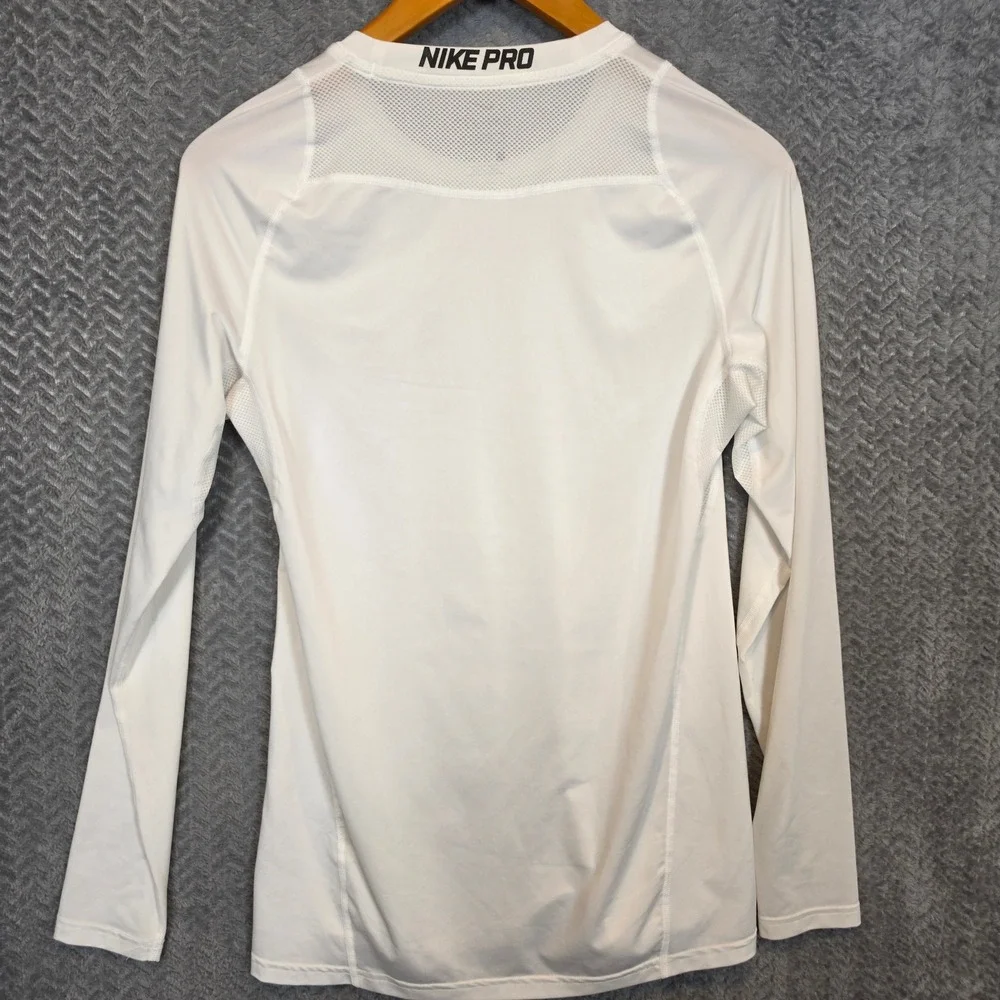 Nike Pro Dri-FIT Mens Small White Long Sleeve Compression Shirt 838081-100
